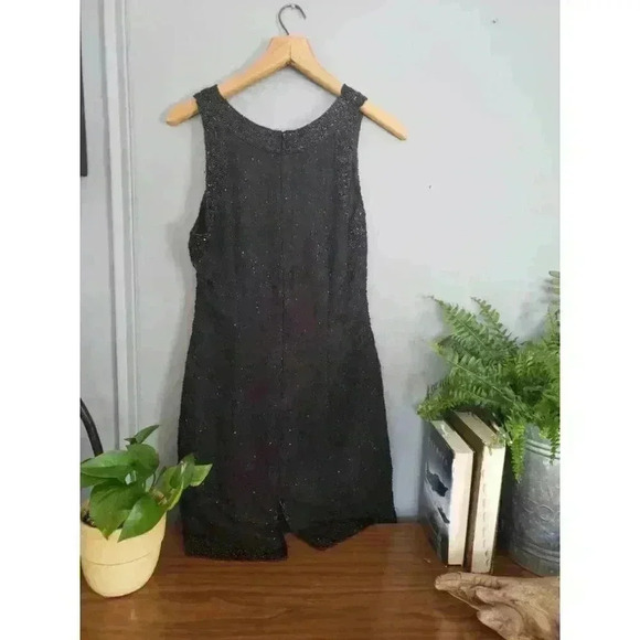 Lawrence Kazar New York Women's M Silk Beaded LBD Black sleeveless‎ dress 80s - Picture 5 of 5
